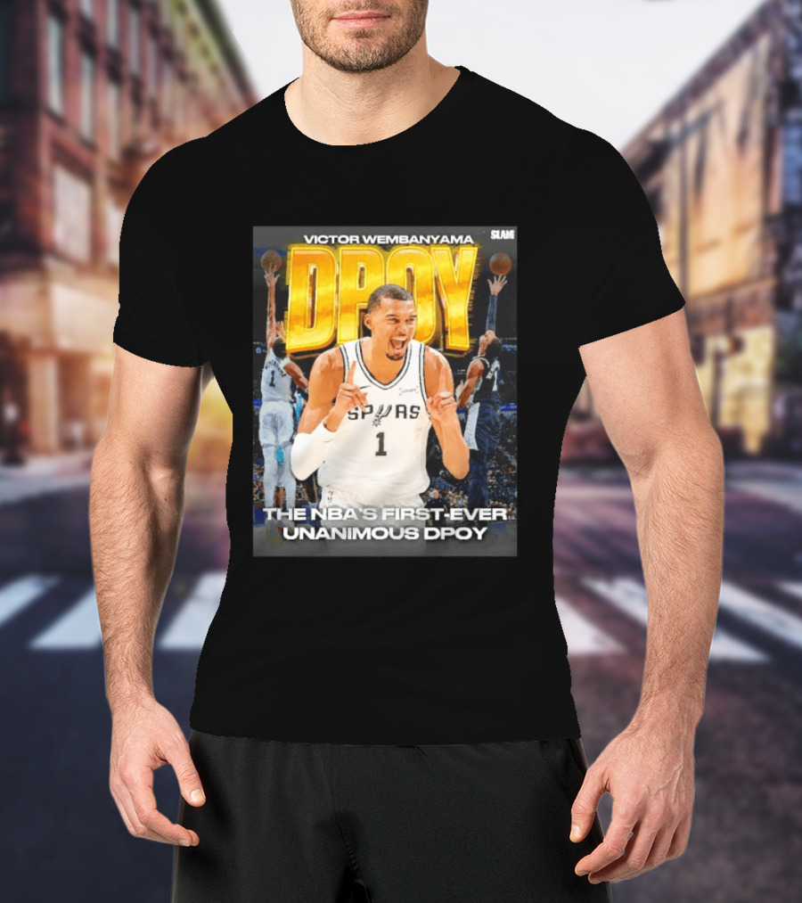 Victor Wembanyama Spurs Basketball NBA First Ever Unanimous DPOY Recognition T-Shirt