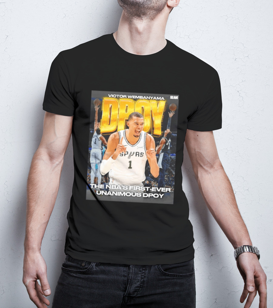 Victor Wembanyama Spurs Basketball NBA First Ever Unanimous DPOY Recognition T-Shirt