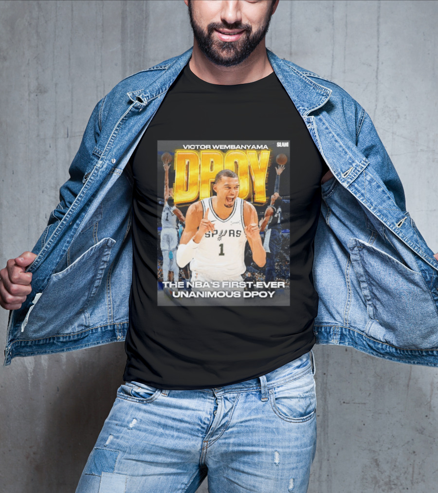 Victor Wembanyama Spurs Basketball NBA First Ever Unanimous DPOY Recognition T-Shirt