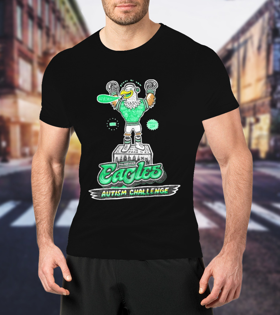 Philadelphia Eagles Autism Challenge Go Birds Boxing Philly 250 T-Shirt
