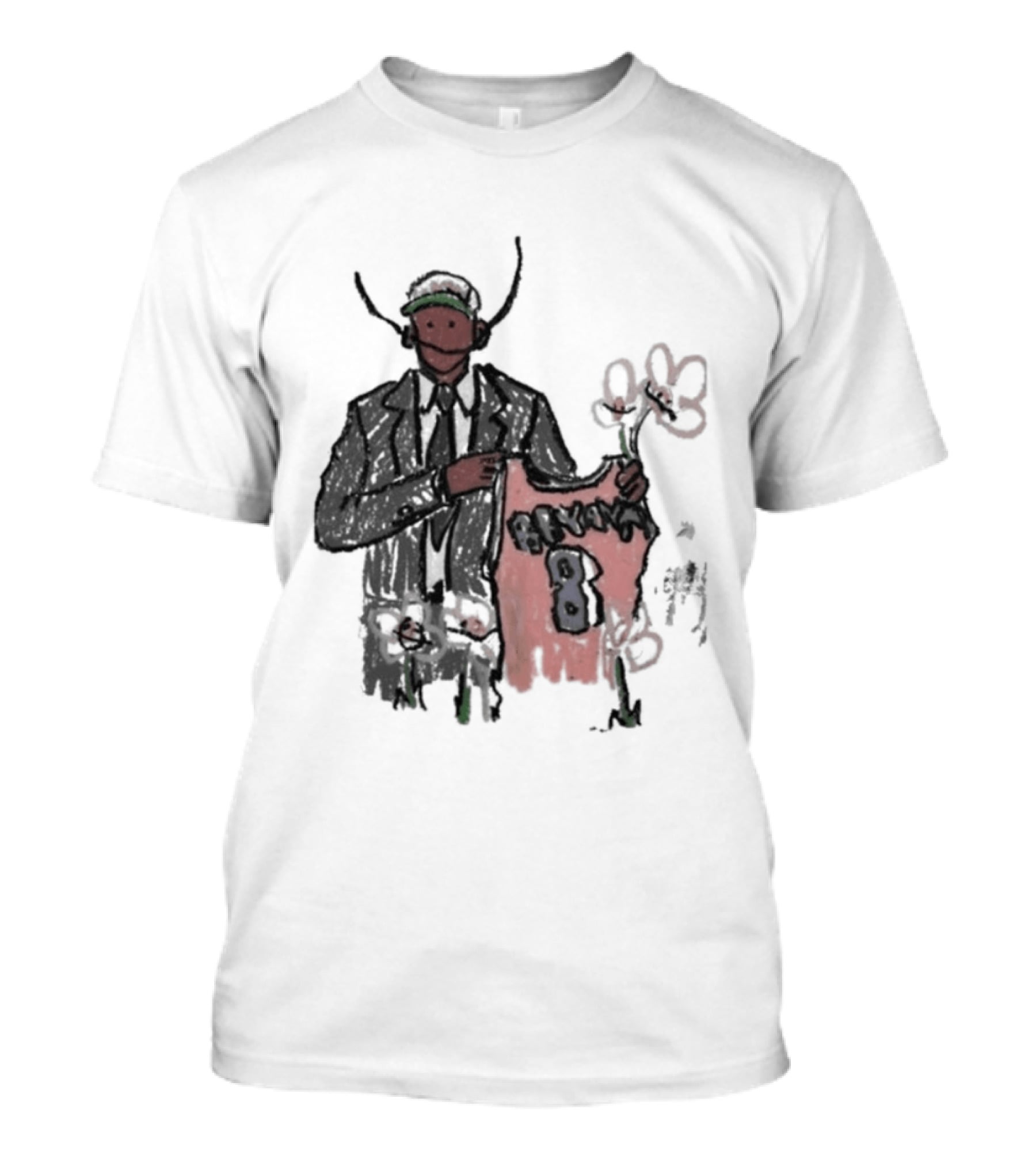 Legend Kobe Bryant Doodles Basketball Icon Art Bulls Flower NBA Black Mamba T-Shirt