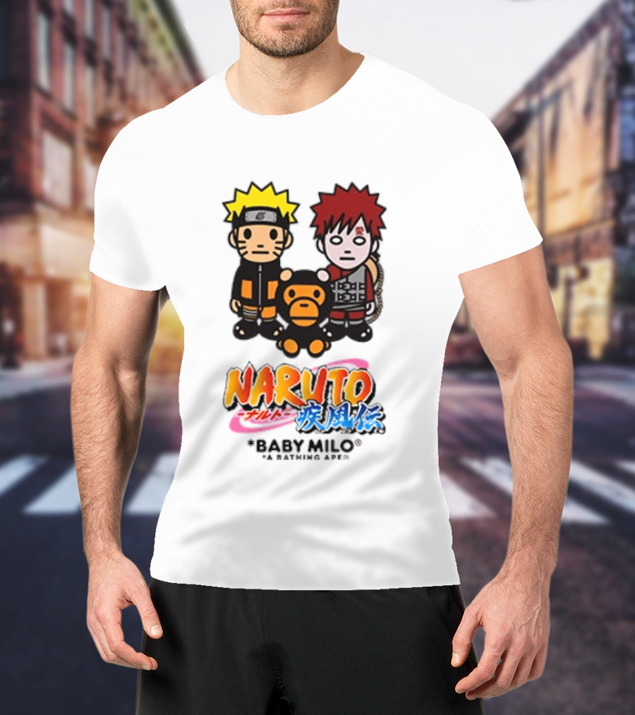 Naruto Baby Milo A Bathing Ape Collaboration With Gaara And Baby Milo Characters T-Shirt