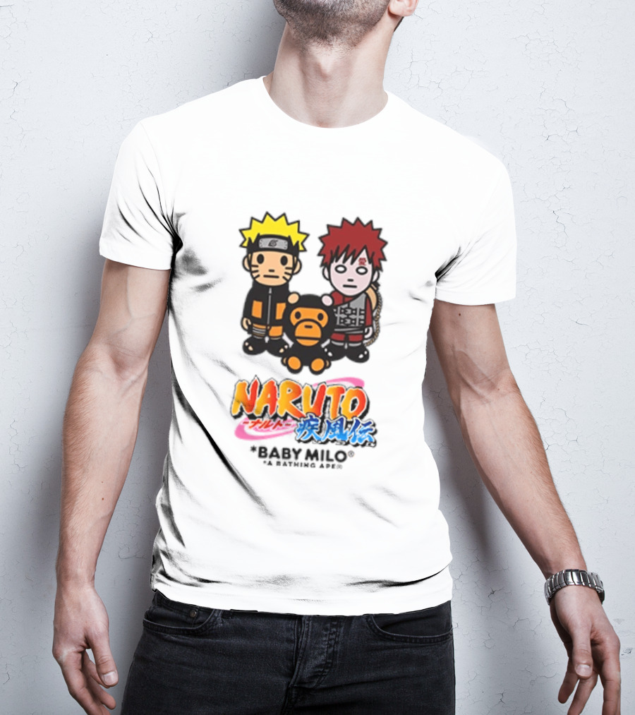 Naruto Baby Milo A Bathing Ape Collaboration With Gaara And Baby Milo Characters T-Shirt