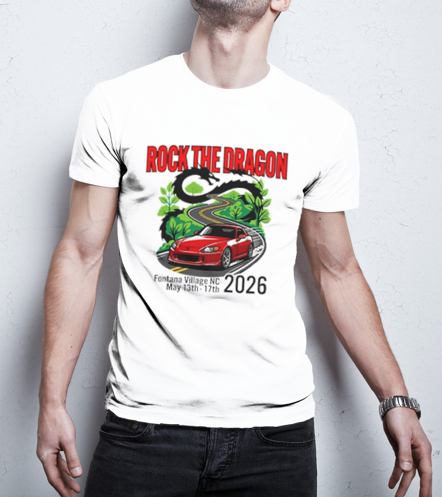 Rock The Dragon Fontana Village NC 2026 Red Car May 15th 17th T-Shirt