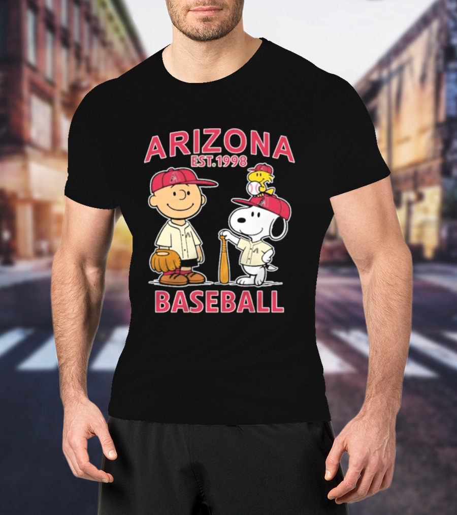 Arizona Est. 1998 Snoopy Woodstock Baseball Team Brown T-Shirt