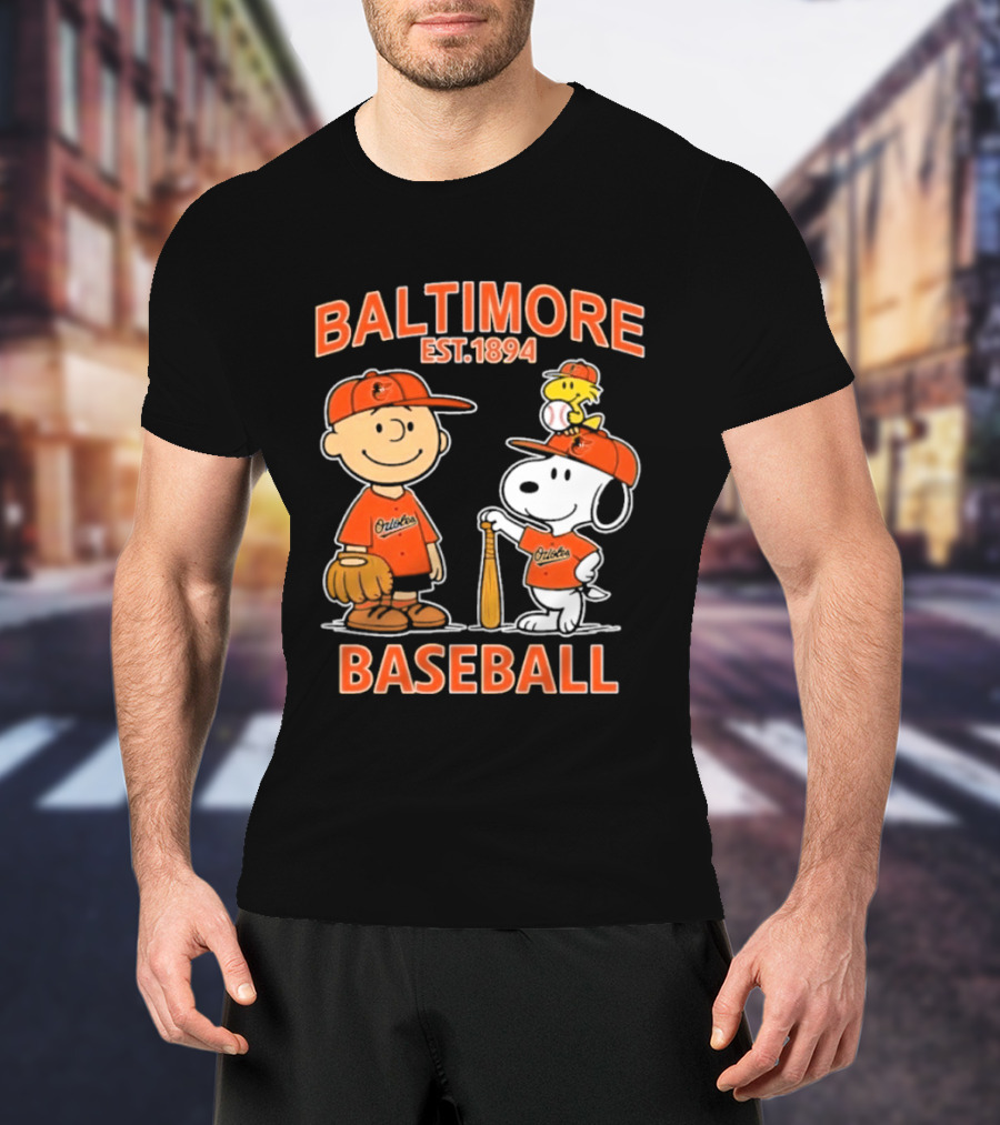 Baltimore Est. 1894 Baseball Snoopy Woodstock Charlie Brown T-Shirt