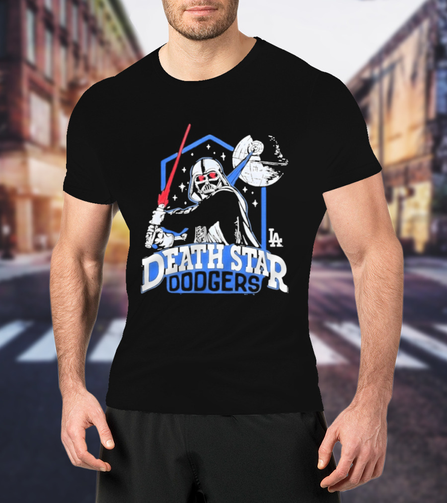 Death Star Dodgers LA Dark Side Star Wars Vader Mashup T-Shirt