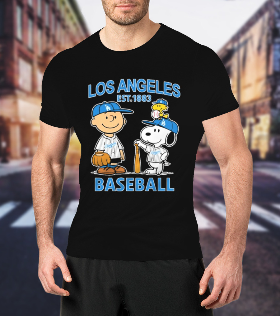Los Angeles Baseball Est. 1883 Snoopy Woodstock Peanuts Brown T-Shirt
