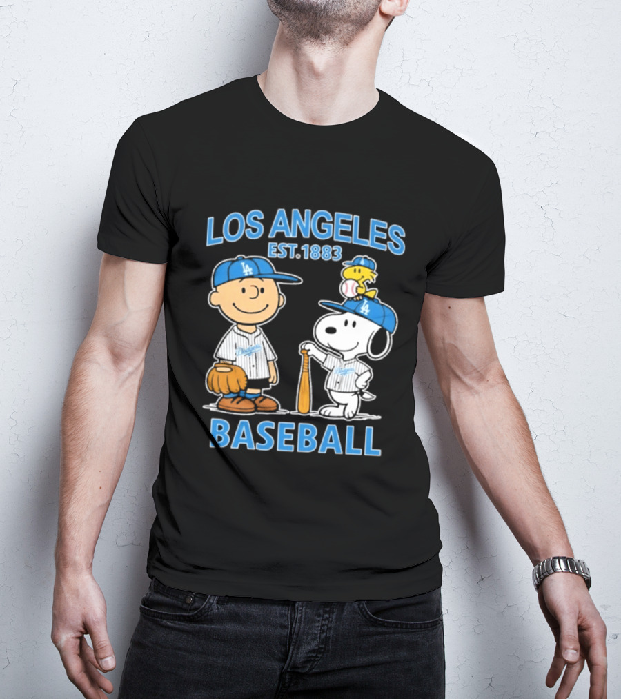 Los Angeles Baseball Est. 1883 Snoopy Woodstock Peanuts Brown T-Shirt