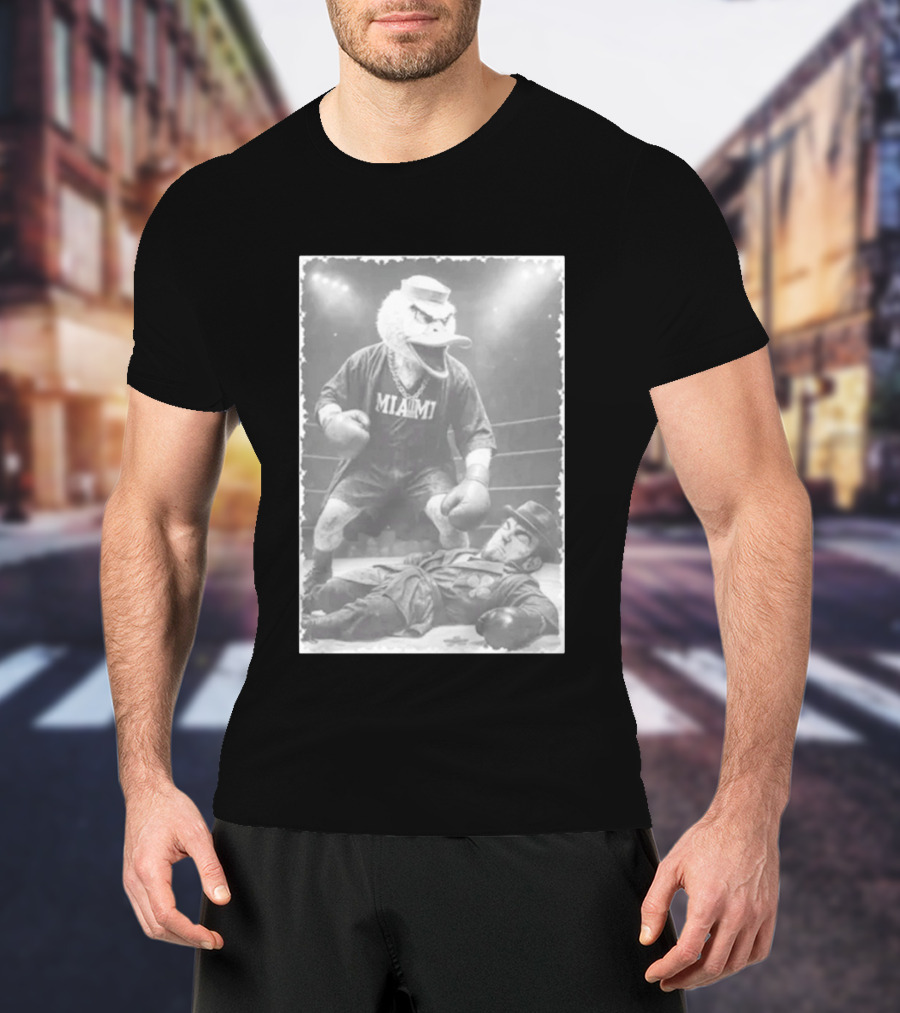 Miami Hurricanes Victory Mascot Dominating Classic Leprechaun Boxing Ring T-Shirt