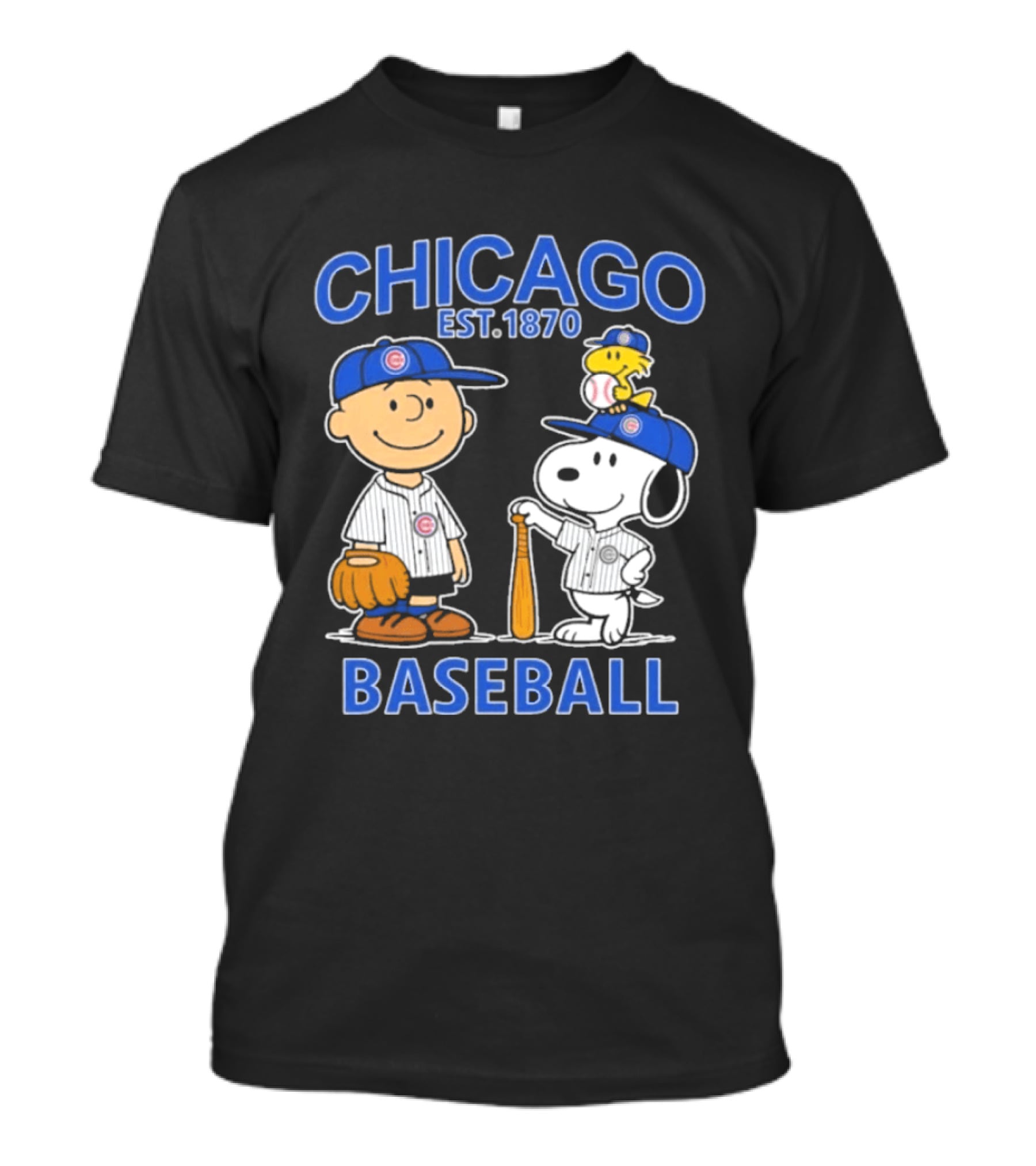 Chicago Est 1870 Snoopy Woodstock Baseball Charlie Brown Cubs T-Shirt