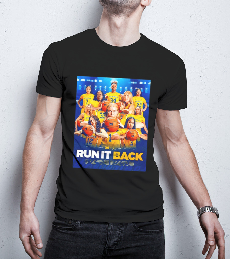 Michigan Wolverines Basketball Team Run It Back Women's Player Squad T-Shirt