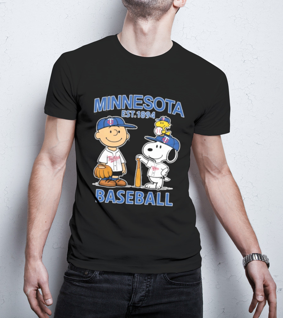 Minnesota Twins Baseball Est 1894 Snoopy Woodstock Charlie Brown T-Shirt