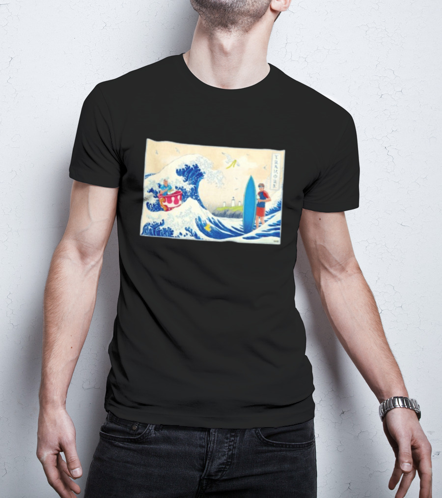 The Great Wave Tramore Surfing Scene Japan Irish Coast Fusion T-Shirt