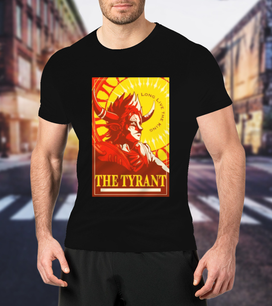 The Tyrant Long Live The King Anime Warrior With Horns Royal Sunburst T-Shirt