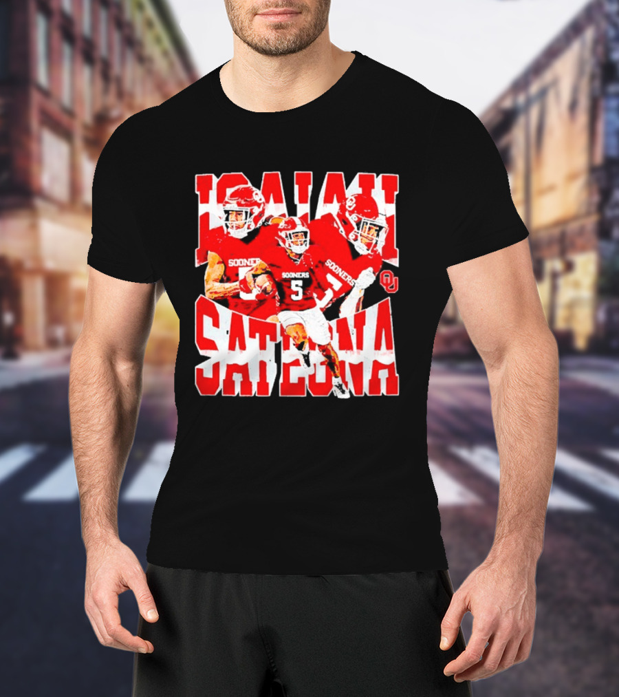 Isaiah Sategna Oklahoma Sooners 3 NCAA Football Collage T-Shirt