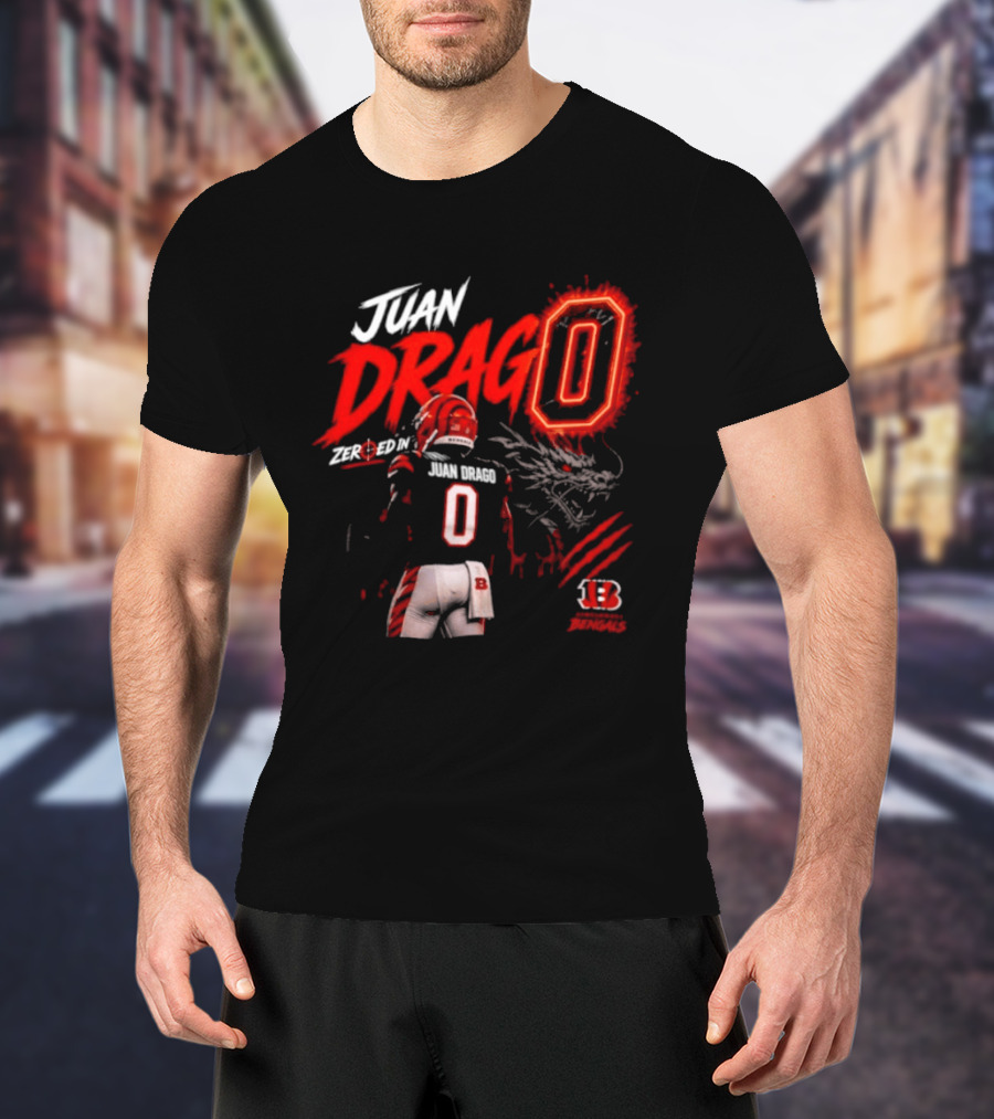 Juan Drago 0 Cincinnati Bengals Dragon Claw Football T-Shirt