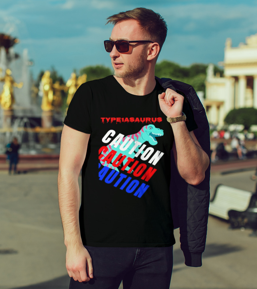 CAUTION Type1asaurus Dinosaur Warning T-Shirt