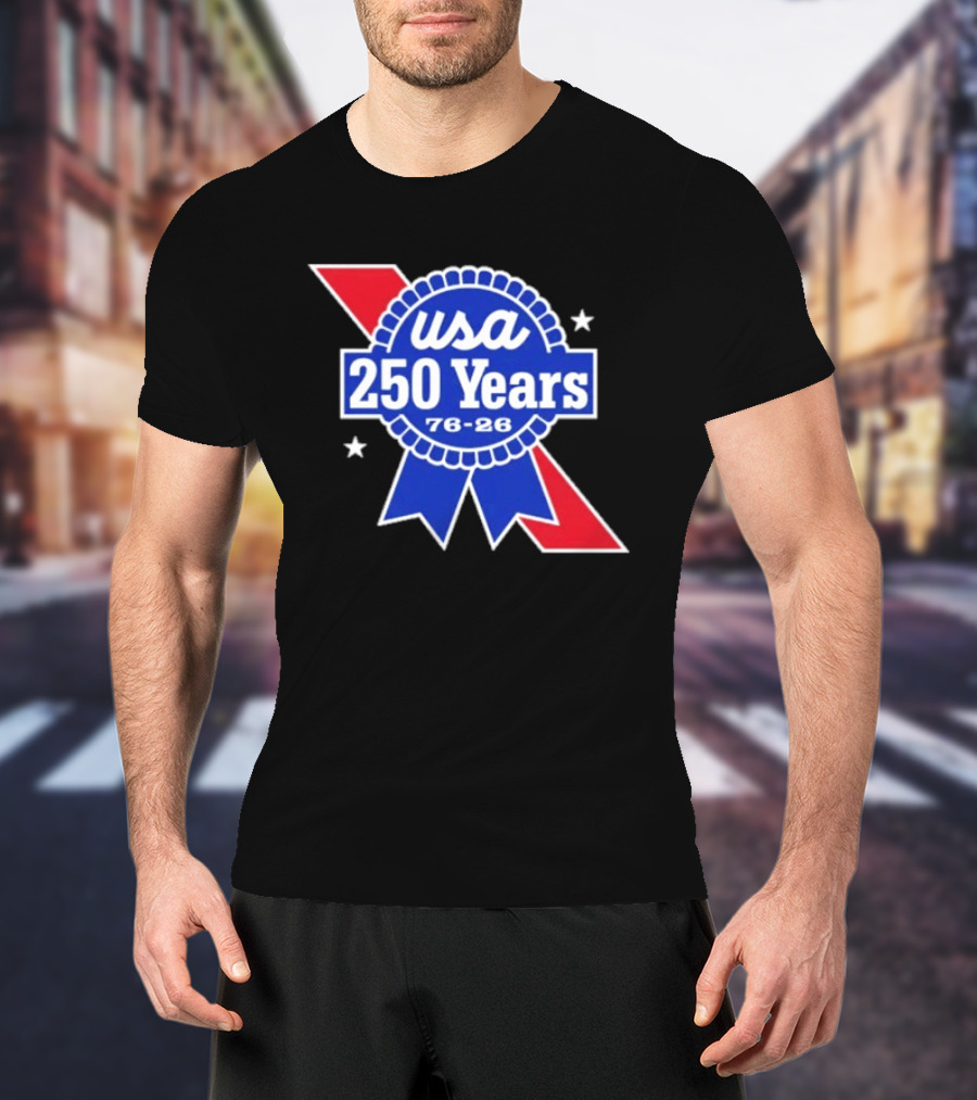 USA 250 Years Blue Ribbon 76 26 Celebration Stars T-Shirt