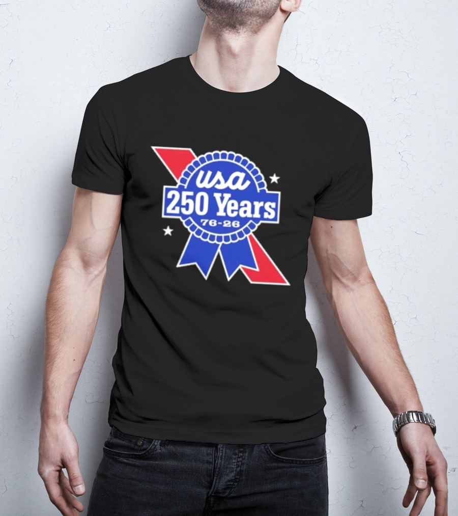 USA 250 Years Blue Ribbon 76 26 Celebration Stars T-Shirt