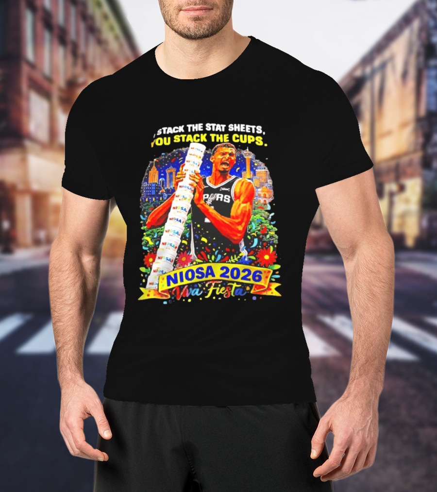 Victor Wembanyama Spurs NIOSA 2026 Viva Fiesta Stack The Stat Sheets T-Shirt