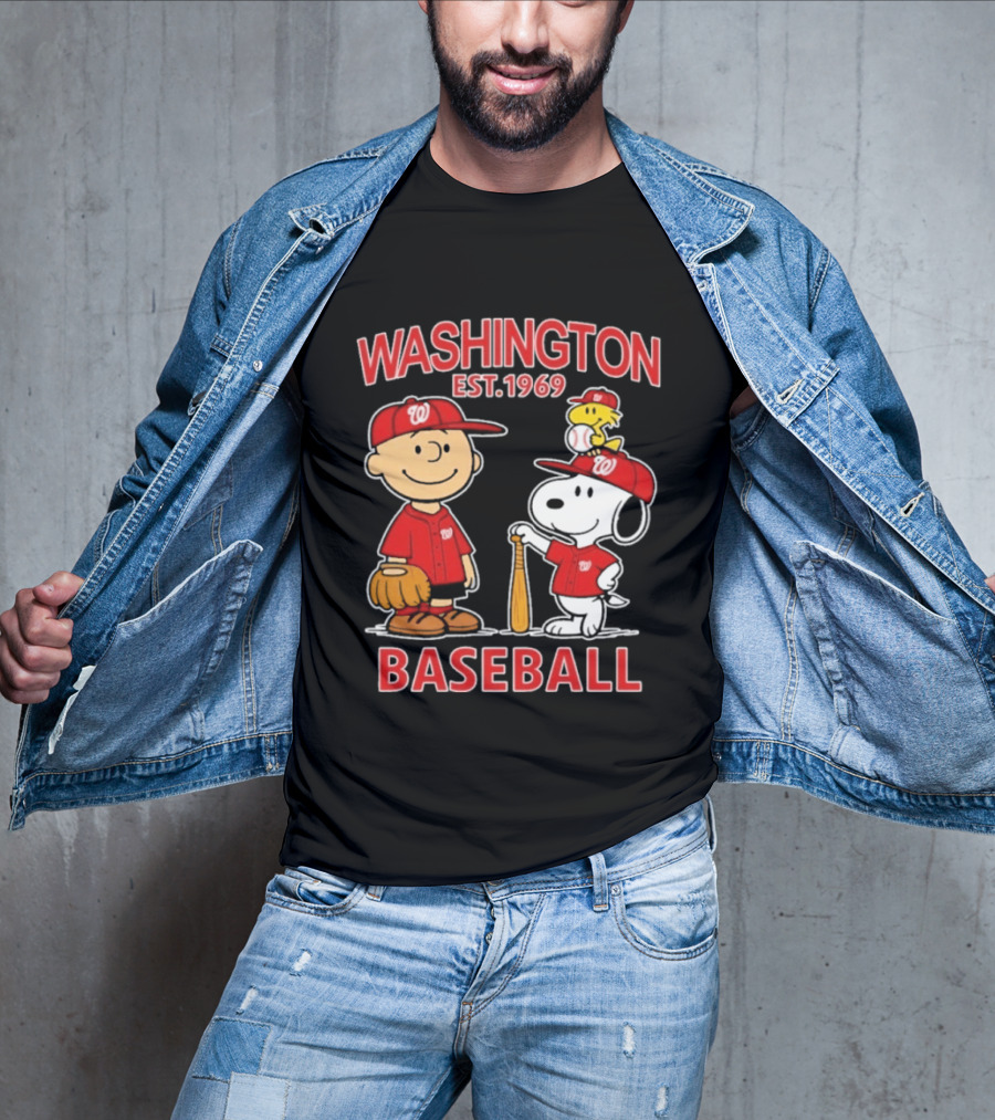 Washington Est. 1969 Snoopy Woodstock Baseball Redcaps T-Shirt