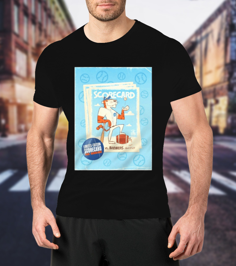 Limited Edition Scorecard Detroit Vs Brewers April 21 23 Vintage Baseball T-Shirt