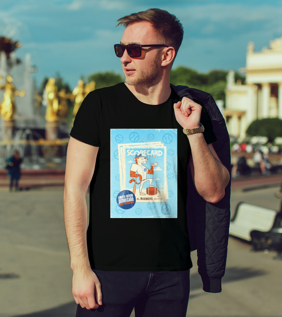 Limited Edition Scorecard Detroit Vs Brewers April 21 23 Vintage Baseball T-Shirt