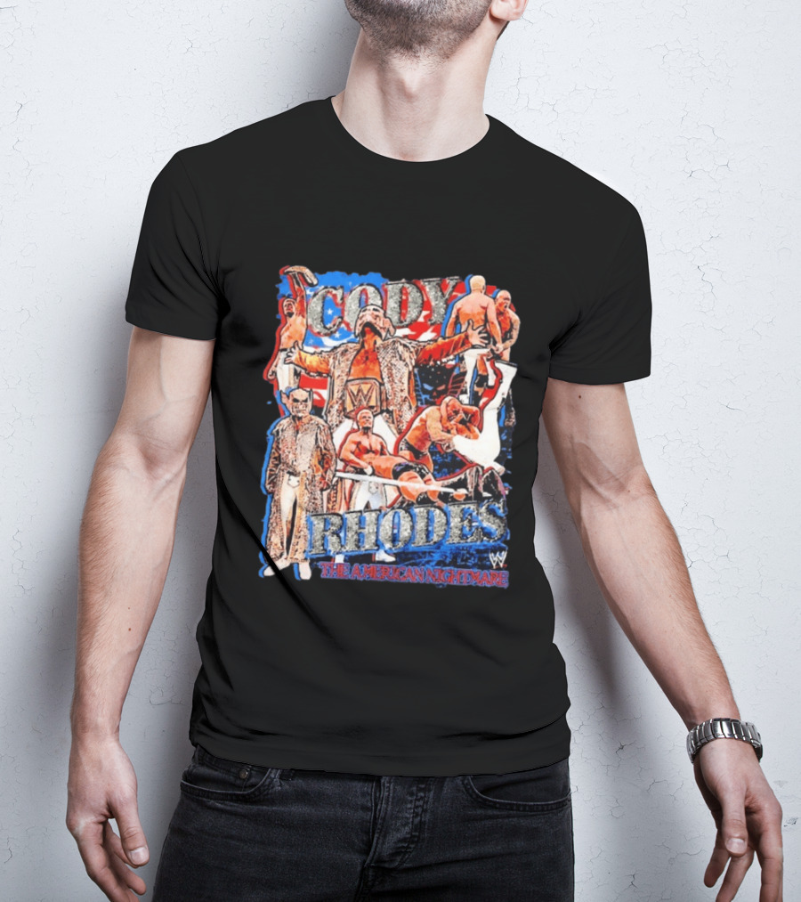 Cody Rhodes WWE The American Nightmare Red White Blue Collage T-Shirt