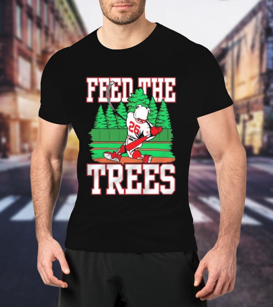 Georgia Bulldogs Feed The Trees Baseball 26 Player Swinging Bat T-Shirt
