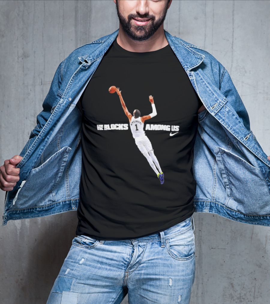 Victor Wembanyama He Blocks Among Us Number 1 Nike Basketball 2026 T-Shirt