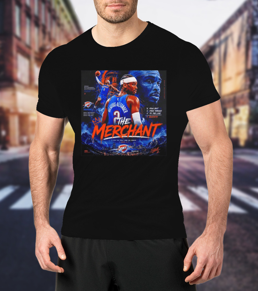 Shai Gilgeous Alexander The Merchant Oklahoma City Thunder Buckets Collage T-Shirt