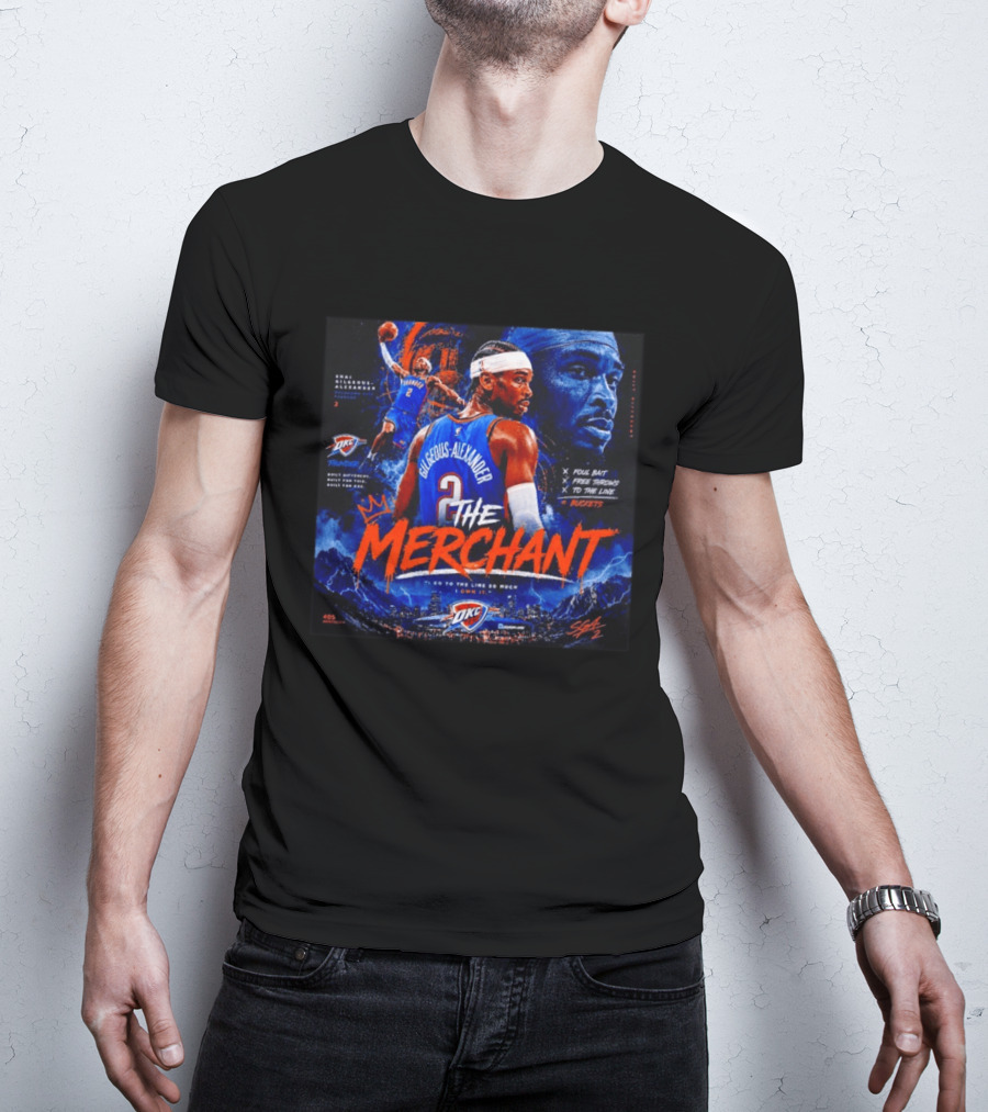 Shai Gilgeous Alexander The Merchant Oklahoma City Thunder Buckets Collage T-Shirt