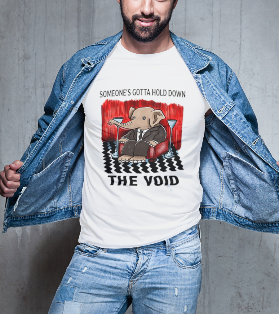Someone's Gotta Hold Down The Void Elephant In Suit Martini And Red Chair T-Shirt