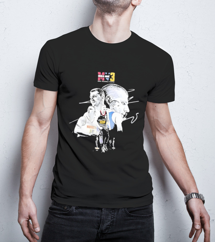 Denver Nuggets Nikola Jokic 3 MVP Basketball Art NBA 15 T-Shirt