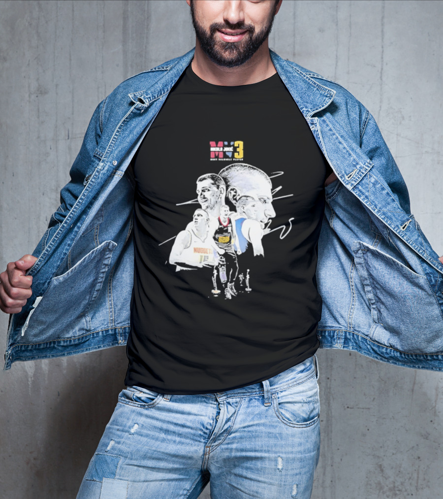 Denver Nuggets Nikola Jokic 3 MVP Basketball Art NBA 15 T-Shirt