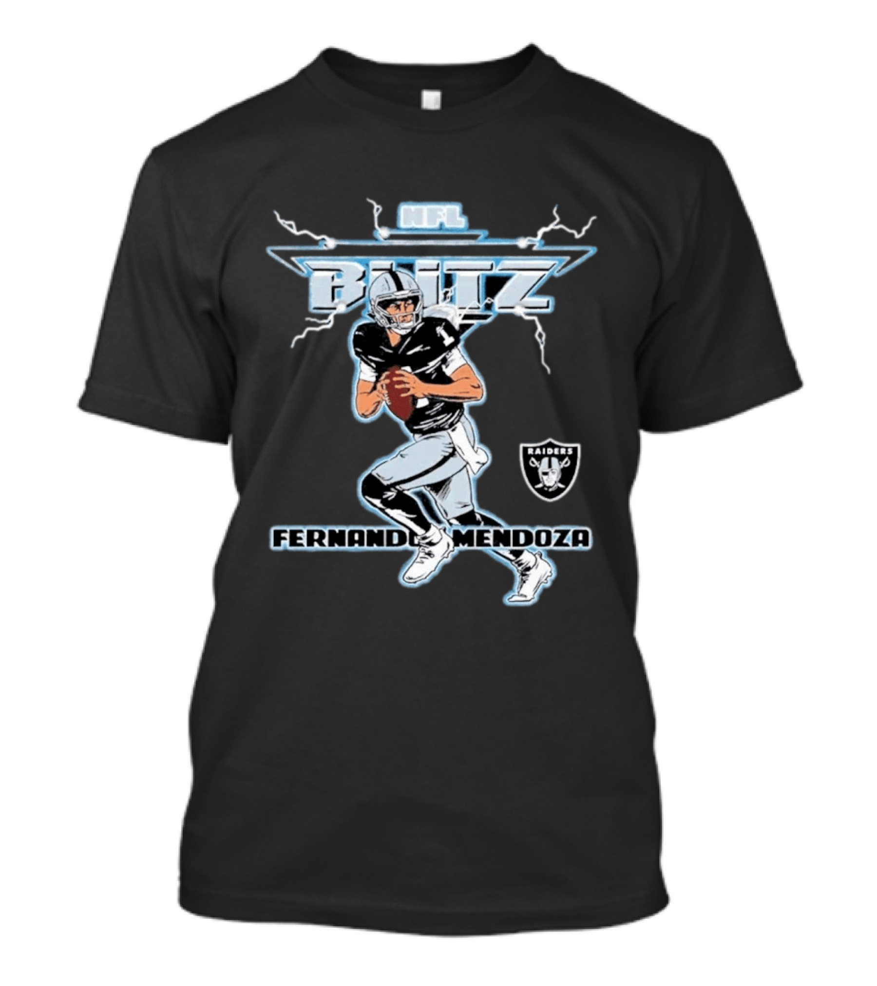 NFL Blitz Fernando Mendoza Raiders Football 2026 Draft Pick Player T-Shirt