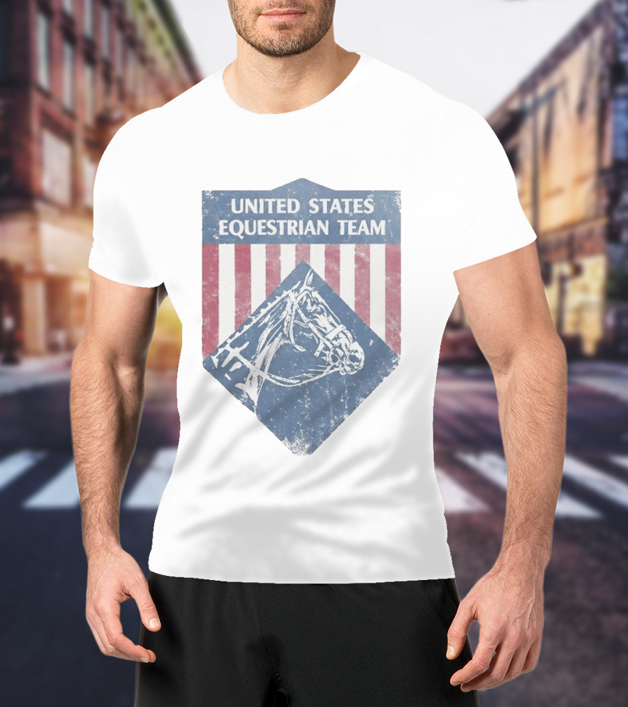 United States Equestrian Team Vintage Horse Graphic Stripes T-Shirt