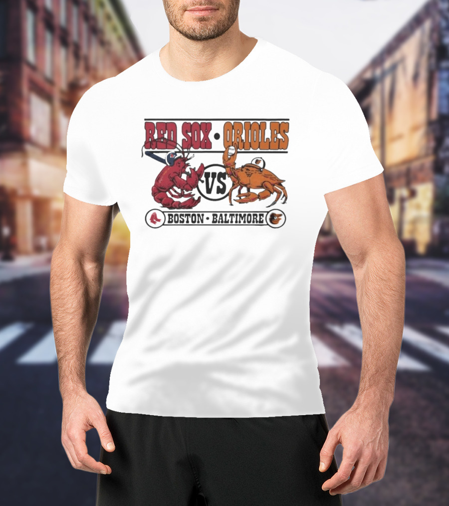 Boston Red Sox Vs Baltimore Orioles Rivalry Matchup With Lobster And Crab T-Shirt