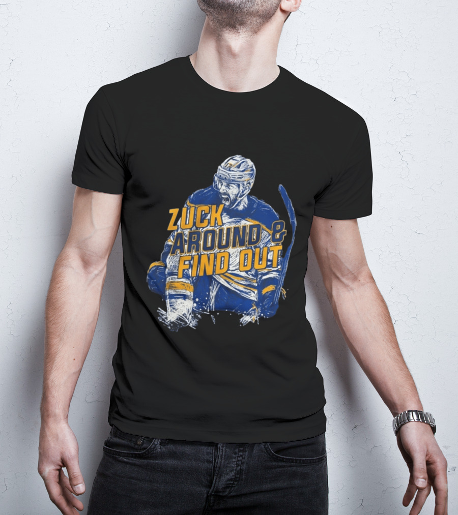 Zuck Around & Find Out Hockey Player Sketch T-Shirt