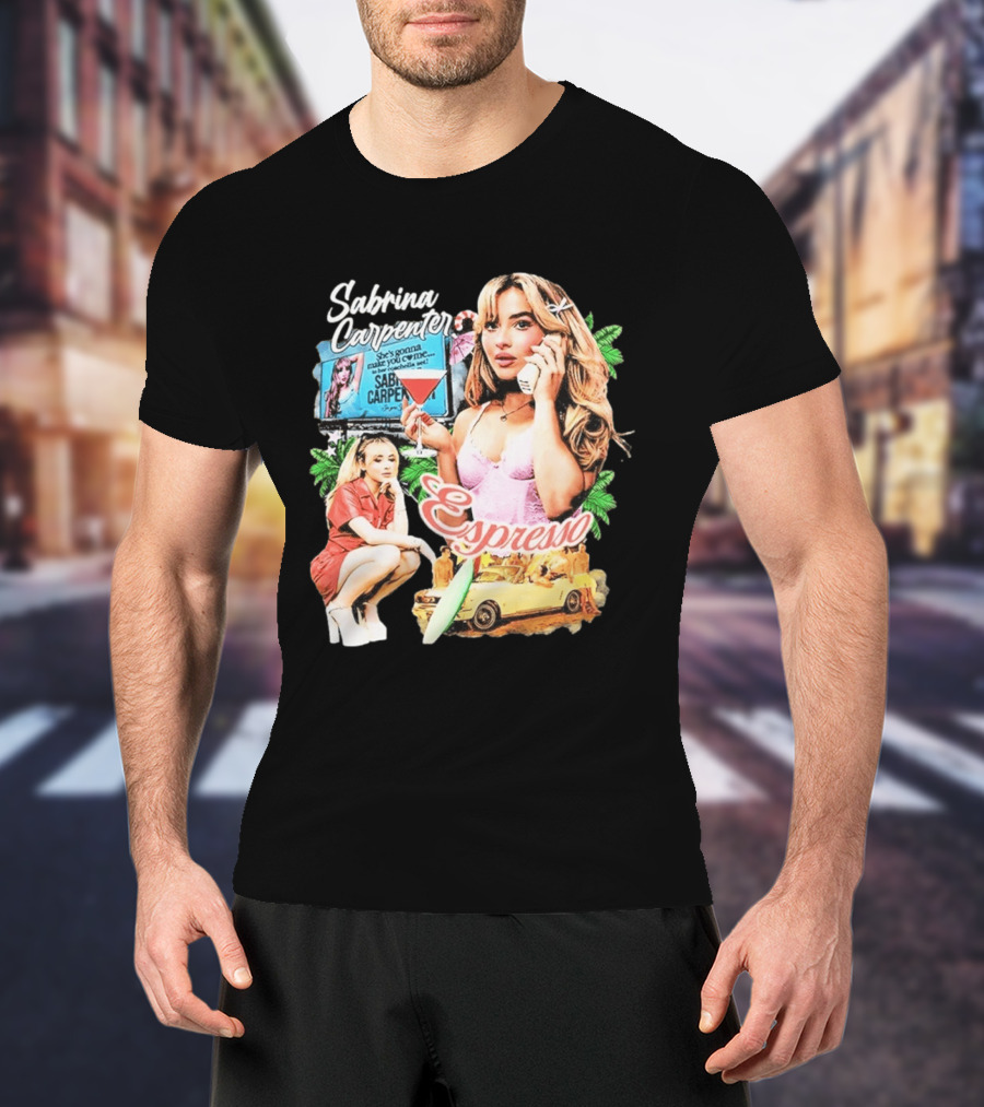 Sabrina Carpenter Espresso She's Gonna Make You Come Surf Vibes T-Shirt