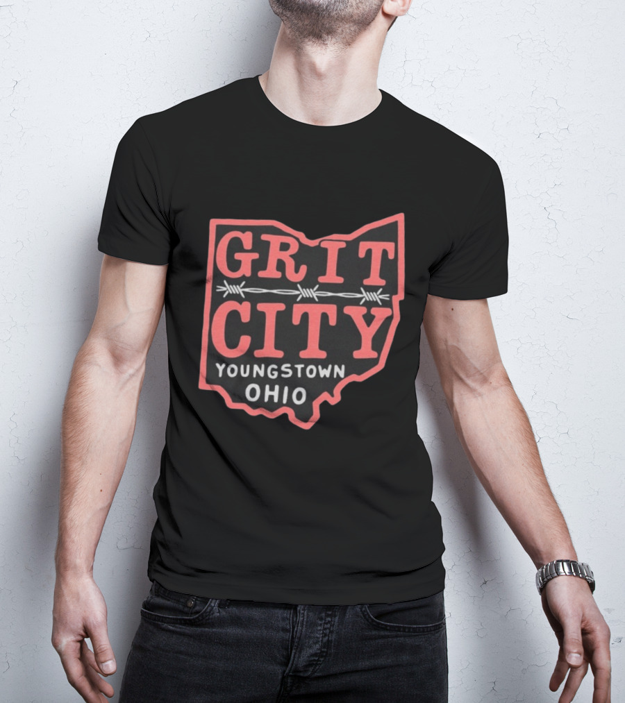 Grit City Youngstown Ohio Barbed Wire State T-Shirt