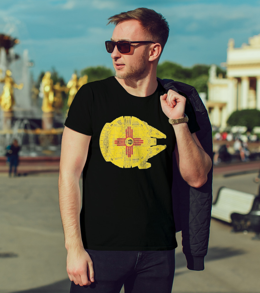 New Mexico Zia Symbol On Millennium Falcon Starship T-Shirt