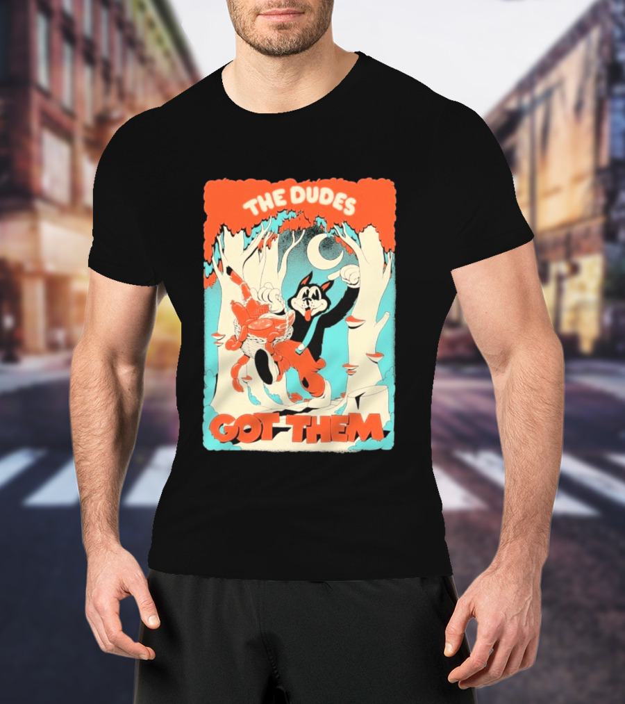 The Dudes Got Them Big Black Wolf In Forest Adventure T-Shirt