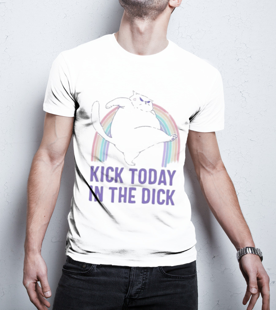Kick Today In The Dick Rainbow Cat T-Shirt
