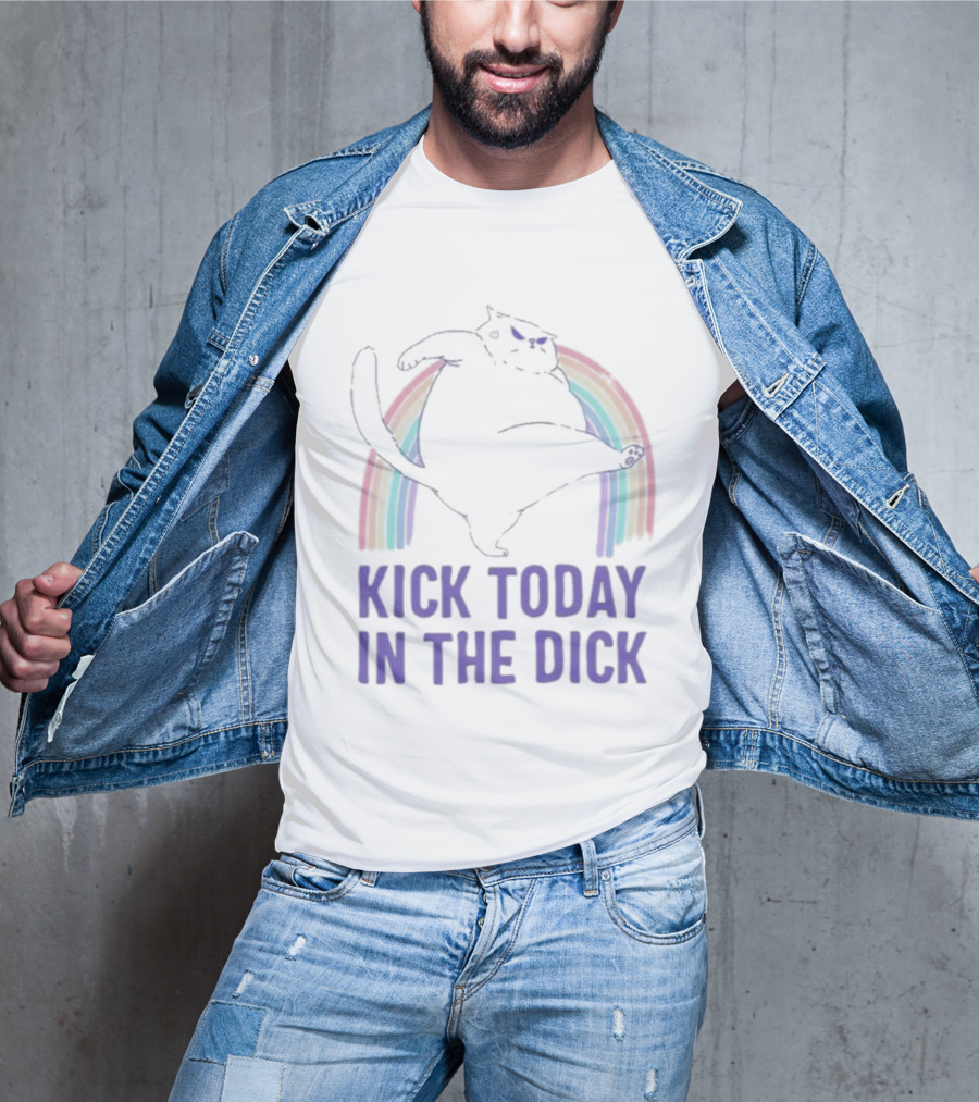 Kick Today In The Dick Rainbow Cat T-Shirt
