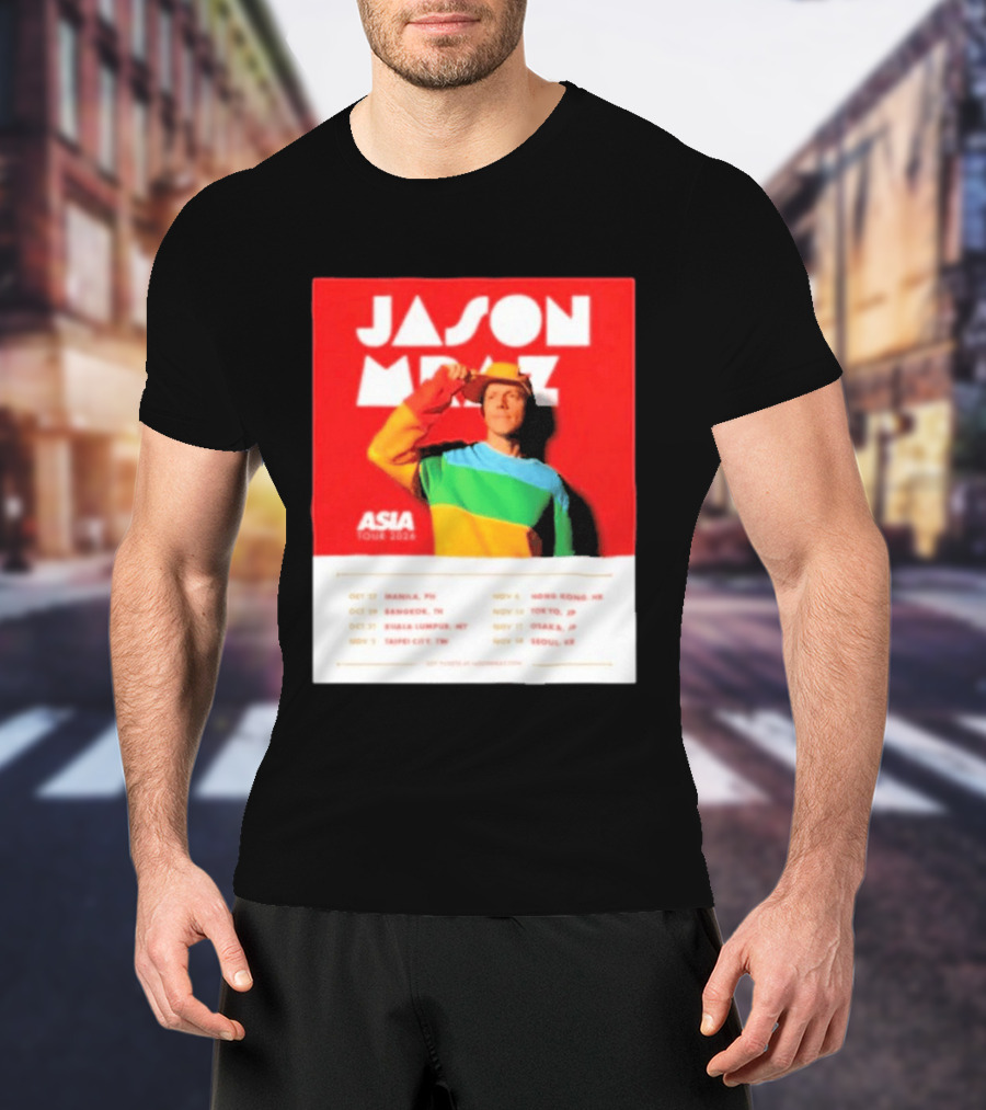 Jason Mraz Asia Tour Manila Bangkok Kuala Lumpur Taipei Hong Kong Tokyo Osaka Seoul 2026 T-Shirt