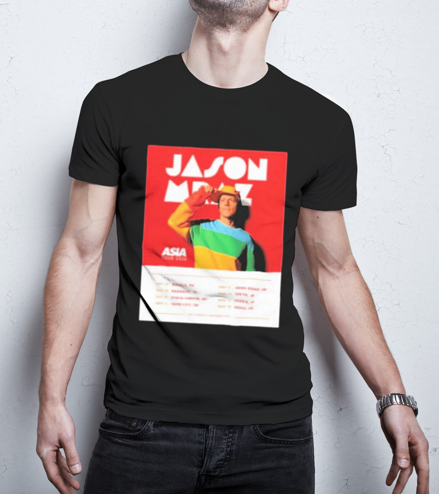 Jason Mraz Asia Tour Manila Bangkok Kuala Lumpur Taipei Hong Kong Tokyo Osaka Seoul 2026 T-Shirt