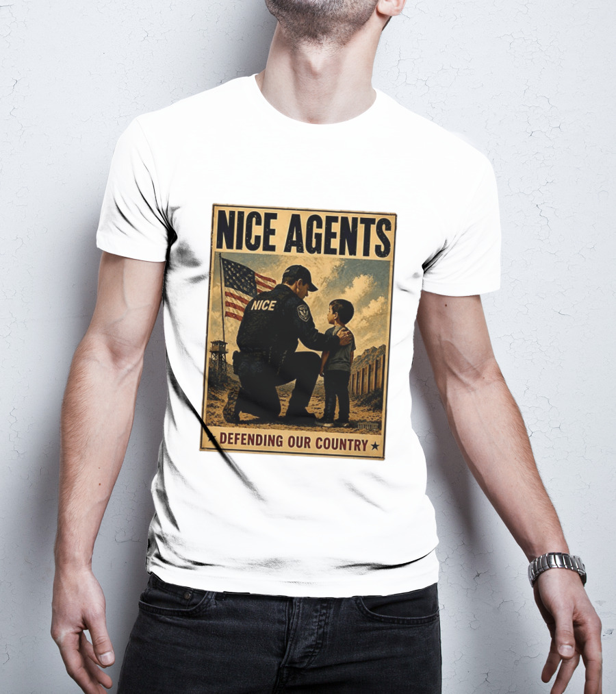 Nice Agents Defending Our Country Flag Patch Officer And Child T-Shirt