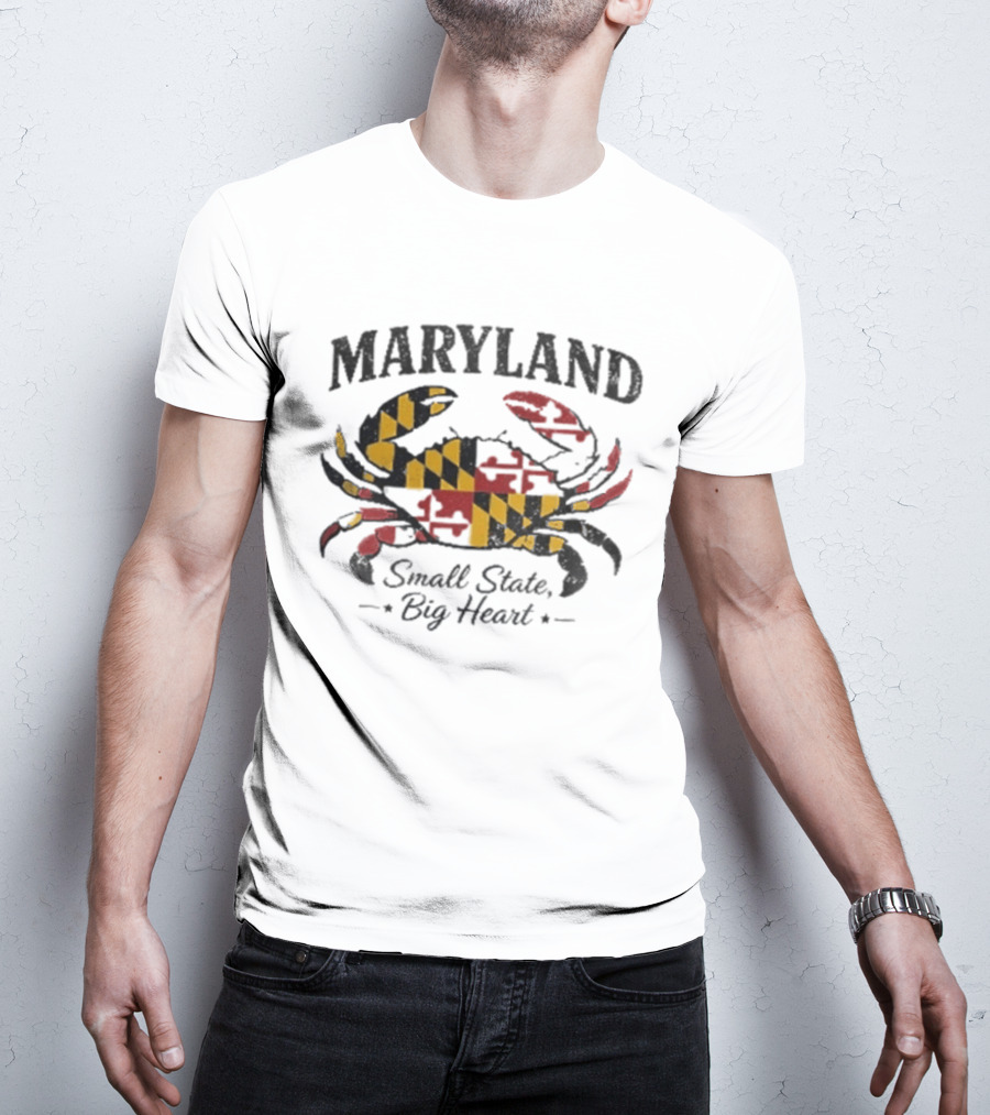 Maryland Crab Small State Big Heart Flag T-Shirt